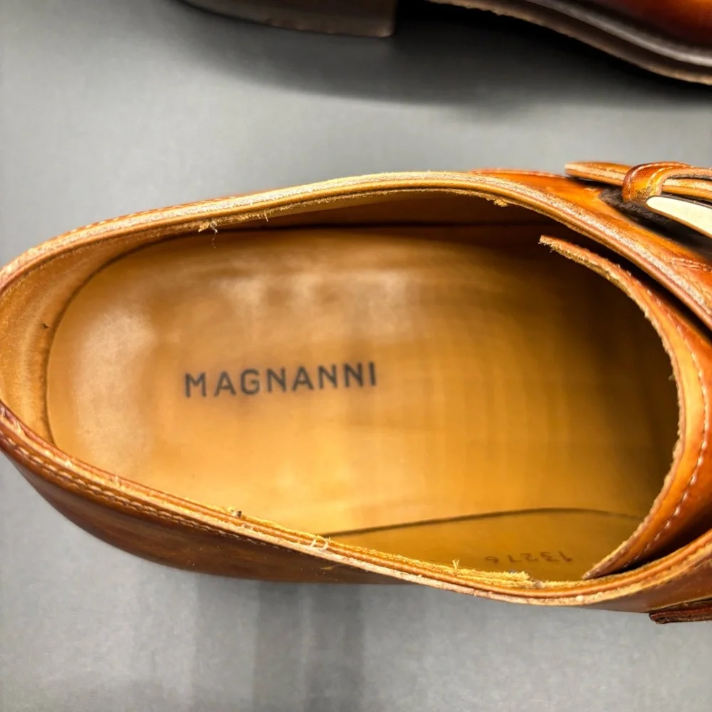 Magnanni Men's Shoes Dress Buckle Leather Made in Spain Brown Size 8‎
